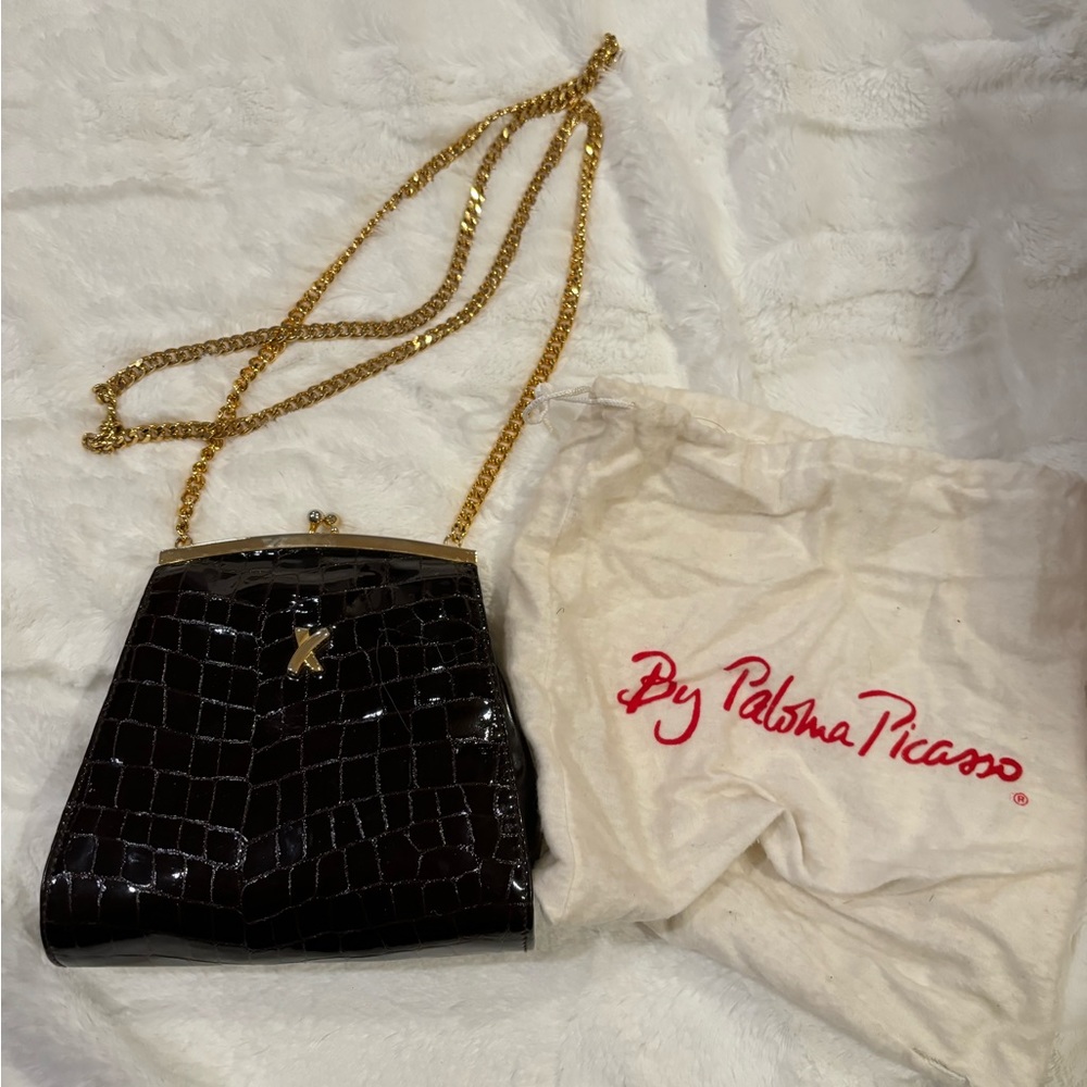 PALOMA PICASSO Beautiful Vintage Small Kisslock Patent Leather Purse